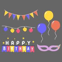 Colorful birthday party elements in flat festive style vector
