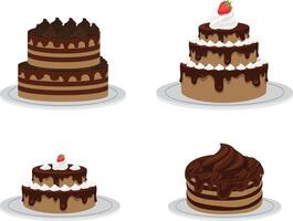Various chocolate layer cakes vector