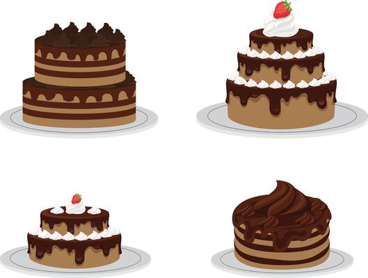 Delicious chocolate cake set with cream and strawberry topping