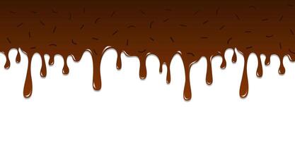 Glossy Brown Chocolate Drip and Sprinkle Topping on White Background vector