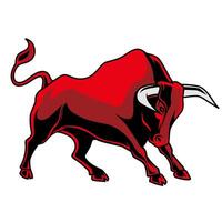 Powerful Red Bull Animal Mascot Graphic on White Background vector