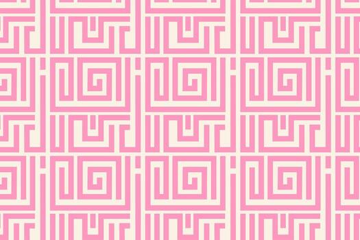 Pink maze pattern with geometric square lines. Modern abstract labyrinth background for fashion, packaging and design vector