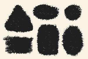Grunge Black Ink Shapes Rough Textured Brush Stroke Elements vector