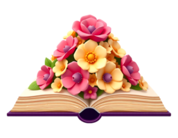 Floral Book A Colorful Composition of Flowers atop an Open Book png