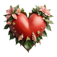 Heart-Shaped Apple with Floral Embellishments png
