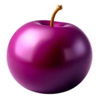 Vibrant 3D Rendered Plum with Stem Isolated on Transparent Background png