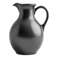 Elegant Black Ceramic Pitcher with Handle and Spout png