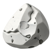 Stylized White Asteroid with Gray Accents on Transparent Background png