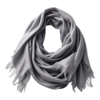 Elegant Grey Scarf with Fringed Edges png