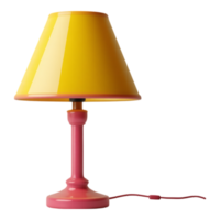Vibrant Table Lamp with a Yellow Shade and Pink Base png