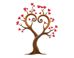 Heart-Shaped Tree with Red Hearts png