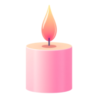 Pink candle with a glowing flame, perfect for celebration and relaxation. png
