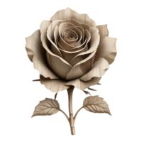 Wooden Rose Intricate 3D Rendering of a Floral Sculpture png