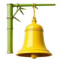 Golden Bell Hanging from Bamboo Structure png