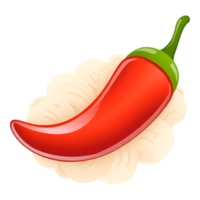 Glossy Red Chili Pepper with Creamy Base png