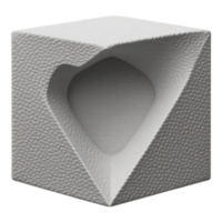 Textured Cube with Heart-Shaped Cavity png