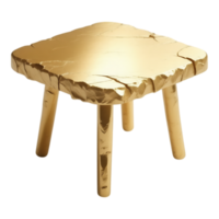 Golden Stool with Unique Textured Top, Isometric View png
