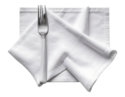 Fork and folded white napkin, elegant table setting, ready for dining. png