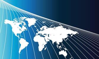 Digital World Map with Abstract Grid Background vector