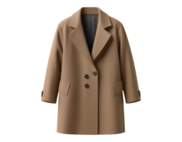 Camel Coat with Double Breasted Buttons and Classic Lapels png