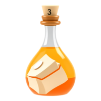 Potion bottle with scroll, 3D cartoon style png