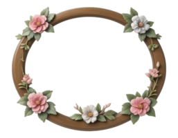 Floral Oval Frame with Pink and White Blossoms png