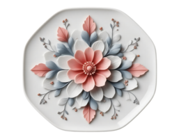 Floral Plate with 3D Flower Arrangement png