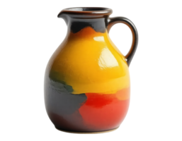 Ceramic pitcher with a vibrant color scheme png