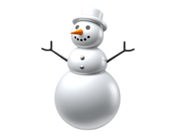 Cheerful 3D Snowman with Top Hat and Carrot Nose on Transparent Background png