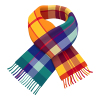 Colorful Plaid Scarf with Fringe, 3D Render png