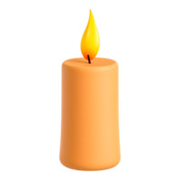3D Rendered Orange Candle with Lit Flame png