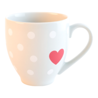 White Ceramic Mug with Polka Dots and a Heart Design png