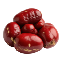 Pile of Shiny Red Jujube Fruits on Transparent Background png