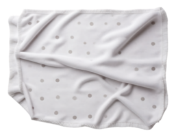 White Baby Blanket with Gray Polka Dots png