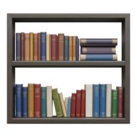 Bookshelf filled with a collection of assorted books png