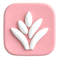 Stylized Flower Icon in 3D on a Soft Pink Square png