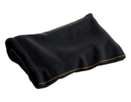 Folded black cloth with gold stitching png