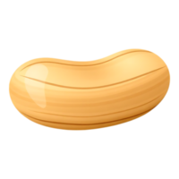 Close-up illustration of a single cashew nut with a transparent background png