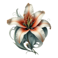 Elegant Lily Bloom with Ornate Accents png