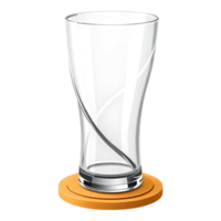 Elegant Pilsner Glass on Coaster, Transparent and Ready to Serve png