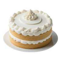 Layered Vanilla Cake with White Frosting on a Plate png