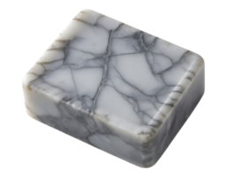 Marble Stone Cube with Grey Veins on Transparent Background png