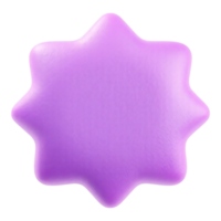 Eight-pointed star shape, soft and fluffy 3D render in purple on a transparent background png