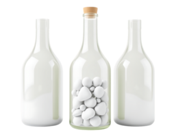 Glass bottles with decorative pebbles png