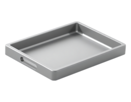 Silver Rectangular Serving Tray with Handle Cutout png