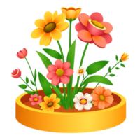 Colorful Flower Arrangement in a Decorative Pot png