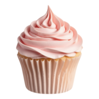 Pink Frosted Cupcake with Swirls png