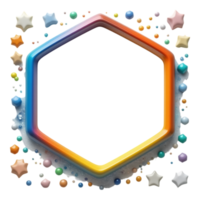 Rainbow Hexagon Frame with Stars and Bubbles png