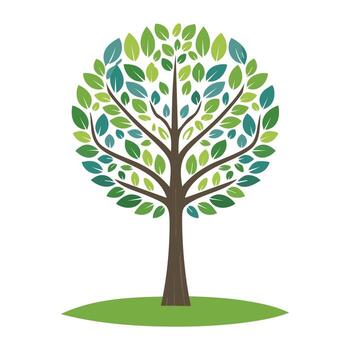 Abstract Green Tree with leaves. Template on white background vector