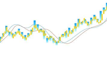 Stock market and investment trading graph and trade business analytics. Financial candlestick chart with line on white vector